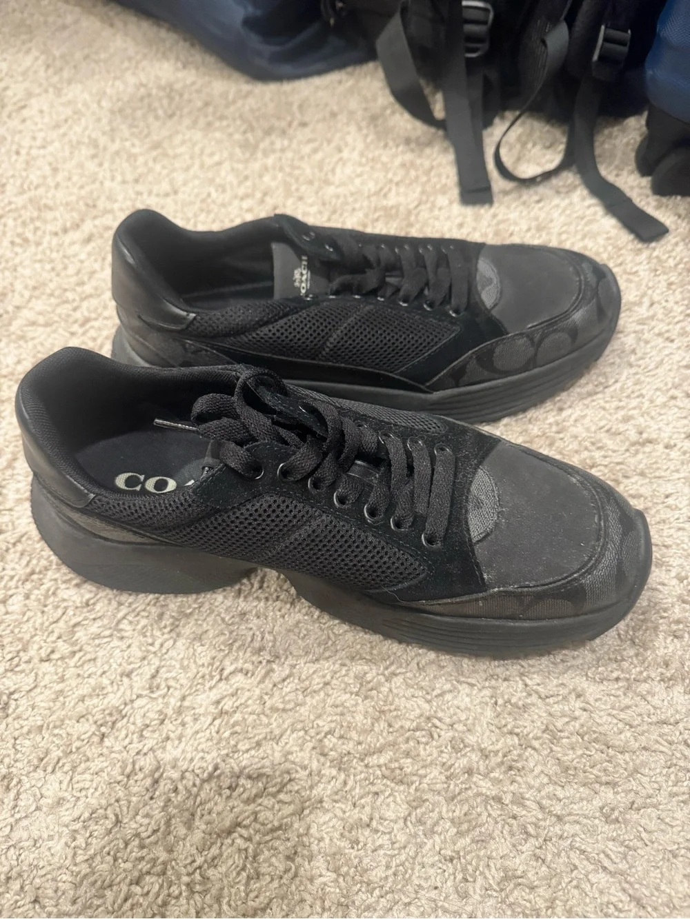 Coach Men’s Black Mesh & Leather Low-Top Sneakers